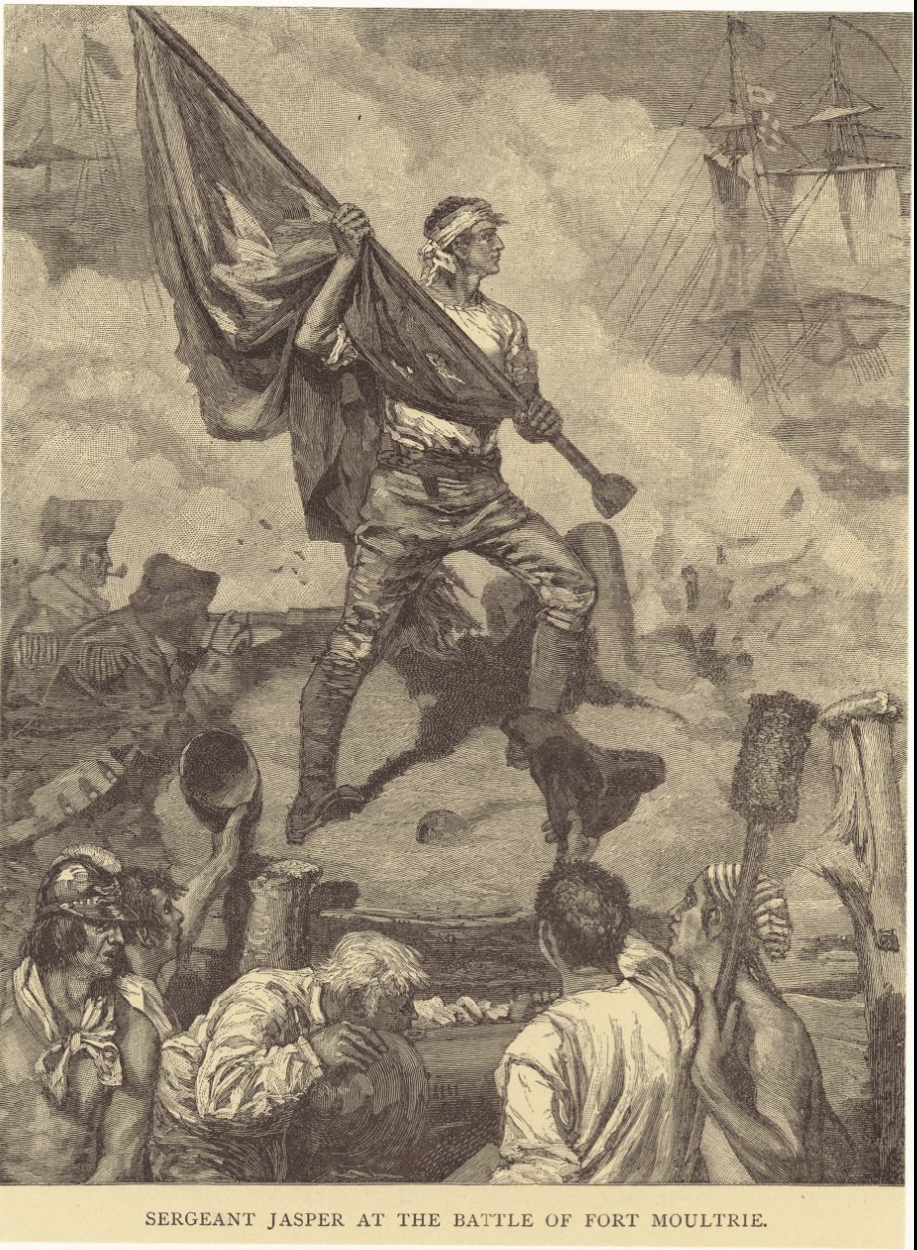 The Miriam and Ira D. Wallach Division of Art, Prints and Photographs: Picture Collection, The New York Public Library. “Sergeant Jasper at the Battle of Fort Moultrie” New York Public Library Digital Collections.